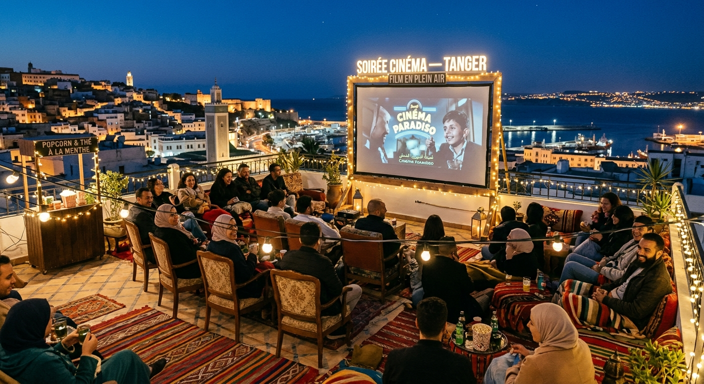 Film night in Tangier, Morocco